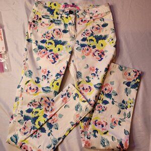 Johnnie B flower jeans EUC 24L adjustable waist